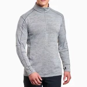KULE Gray Striped Quarter-Zip Pullover